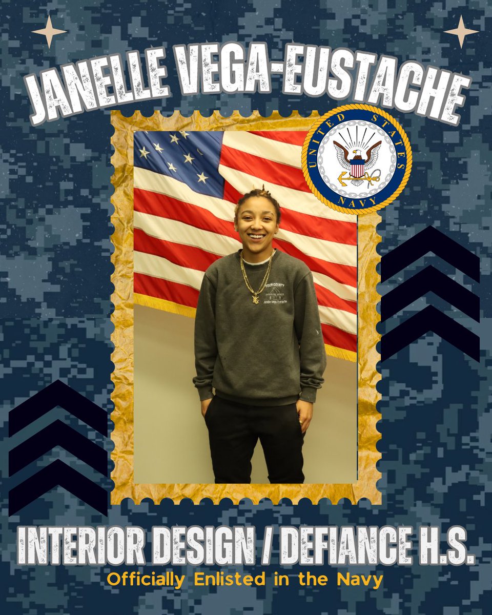We congratulate Janelle Vega-Eustache on her enlistment in the U.S. Navy through the state of Texas. Choosing to serve our country is a remarkable commitment, and we are deeply grateful for your willingness to step forward in service to others.