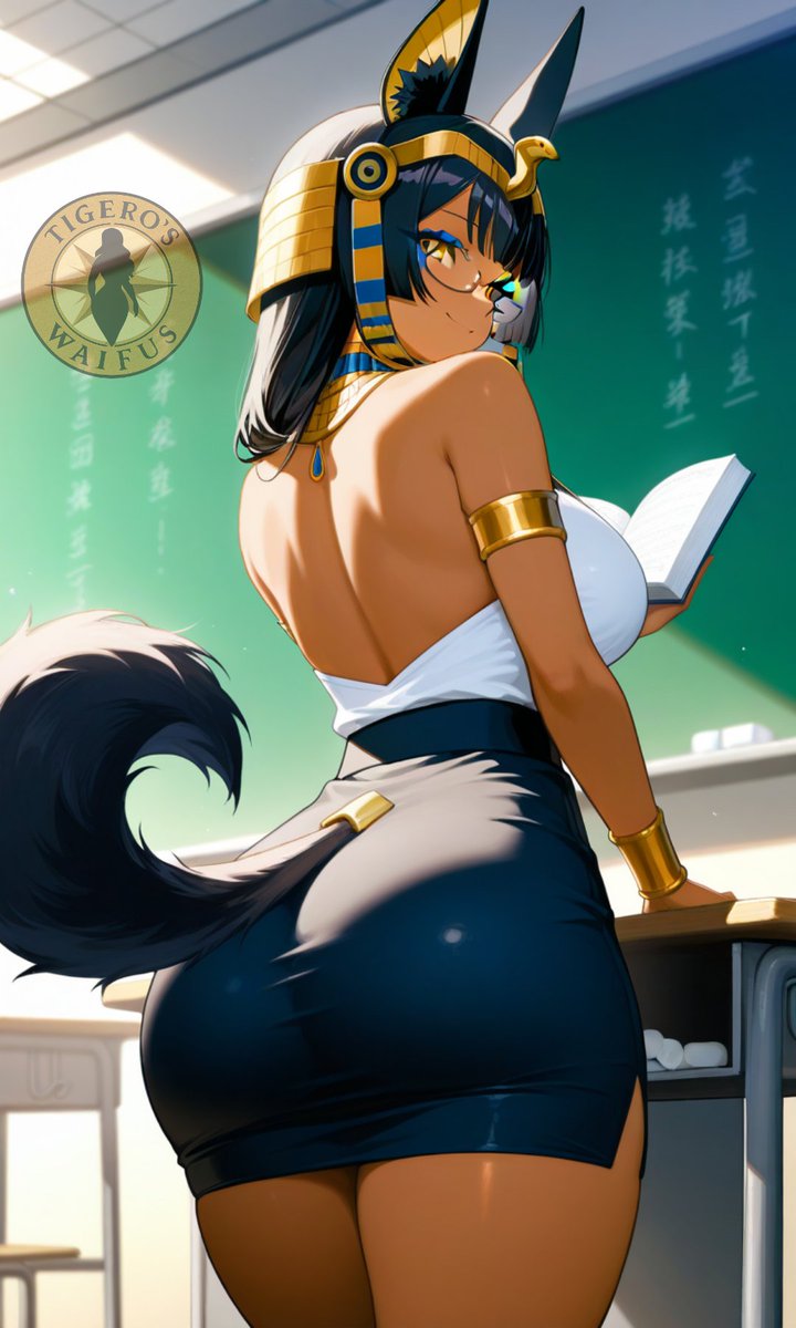 TigerosWaifus's tweet photo. "Hey, you! Yes, the one who keeps staring at my butt instead of the blackboard 😏
This is Egyptology class, not anatomy... although if you want the latter, we can talk later 🔥"
#AIart #AIgirl #TigerosWaifus #Neferu #Jackalgirl #Waifuprofessor https://t.co/BAL5q6uUCj