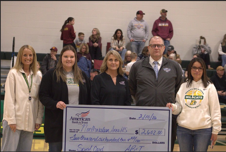 Thank you to American Bank &amp; Trust of Mellette for their Spirit Card donation of $2,602 to Northwestern School! Your support is greatly appreciated!