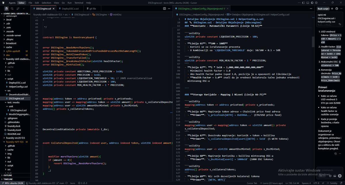 J0BSdev's tweet photo. DSC engine progress today:
✅ collateral math
✅ mint limits
✅ health factor logic
✅ safety thresholds https://t.co/kpq32BV9xH