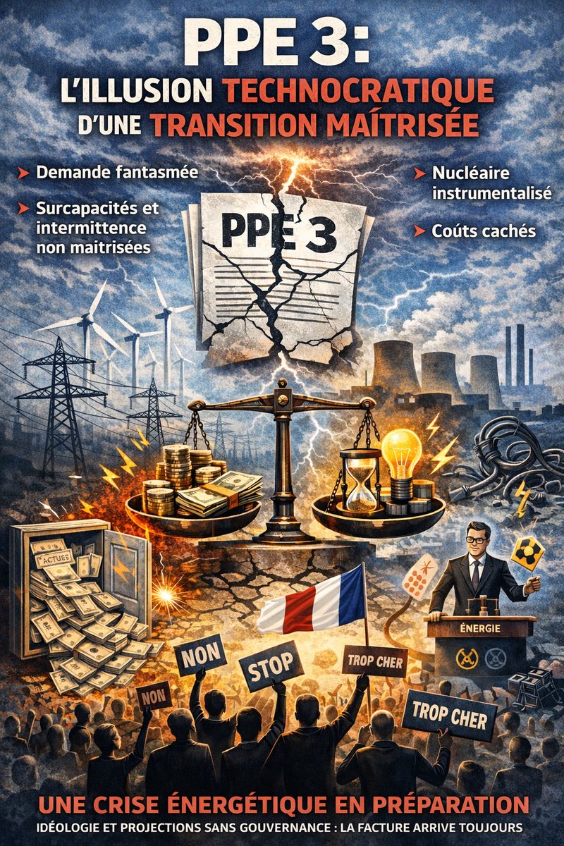 PPE 3 : L’ILLUSION TECHNOCRATIQUE D’UNE TRANSITION MAÎTRISÉE 

La PPE 3 est présentée comme une planification énergétique rigoureuse. En réalité, elle repose sur des hypothèses fragiles et des arbitrages évités. On projette une forte hausse de la demande d’électricité comme si