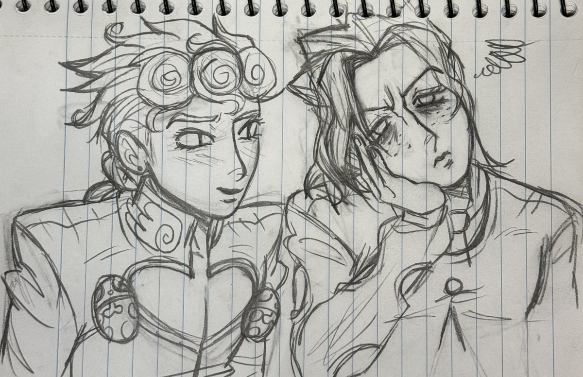 Fugo didn’t get enough sleep and now he’s pissed. ft. giorno dare I say #fugio guys I love to doodle during class