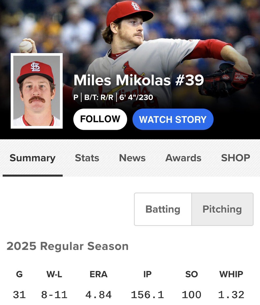 MLBDeadlineNews's tweet image. The #Nationals have agreed to terms with free-agent RHP Miles Mikolas, per @Jake_Mintz