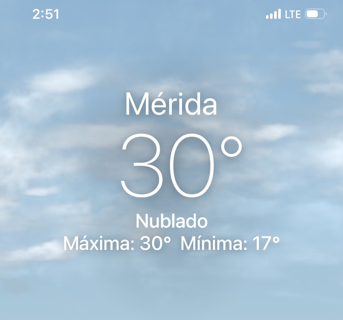 Esta es la temperatura que tenemos hoy por acá en Mérida, Yucatán.
