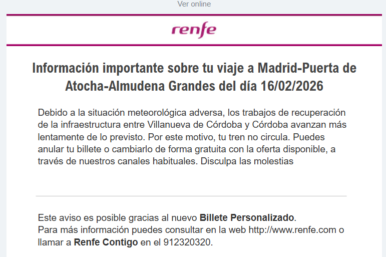 maxgdv's tweet photo. @Renfe Me llega mensaje diciendo que mi tren no circula. Me dice que puedo anular el billete con la oferta disponible pero cuando intento anularlo online me dicen que me cargan 67€ por cancelación.... ¿me lo explicáis por favor? https://t.co/CT29ZVLmIE