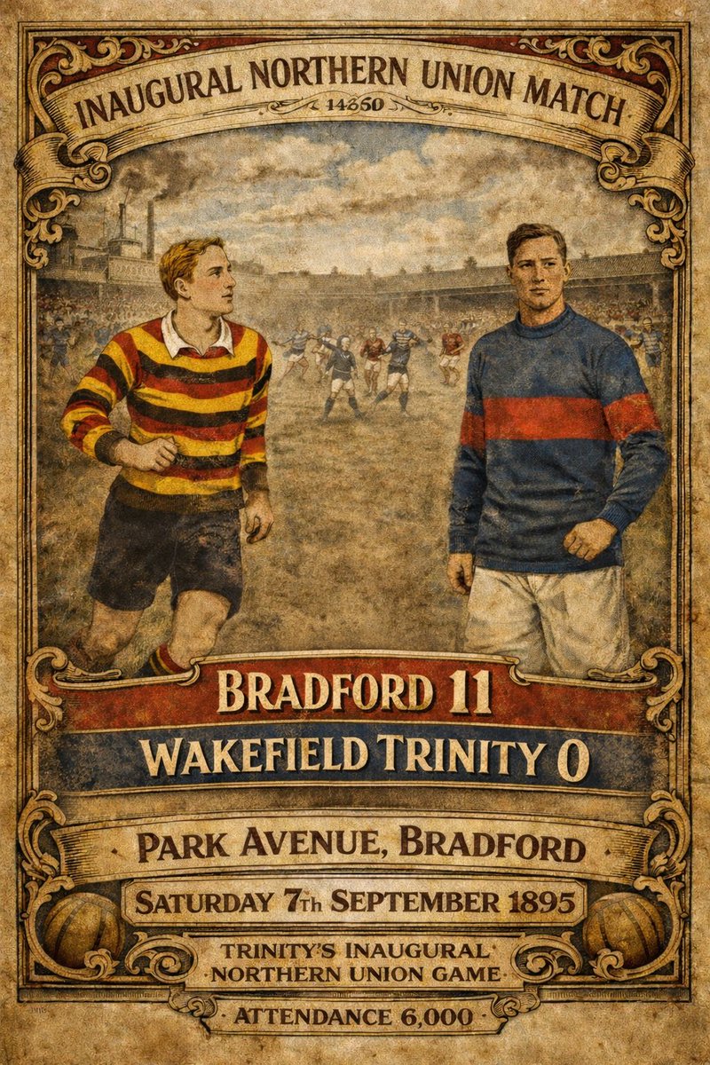Memorable match …
Trinity’s inaugural Northern Union (rugby league) match in 1895 … with AI assistance … ⚜️🔴⚪️🔵⚜️