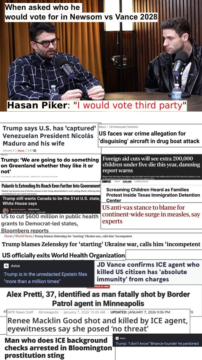 Hasan "I would vote third party" Piker