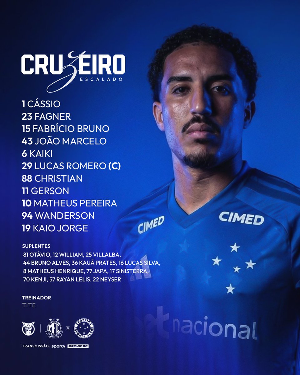 Cruzeiro's tweet image. 🦊📝 O Cabuloso está escalado para o jogo contra o Mirassol, pelo Brasileirão! BORA, CRUZEIRO!!

🔷 #MFCxCRU #PáginasHeroicas