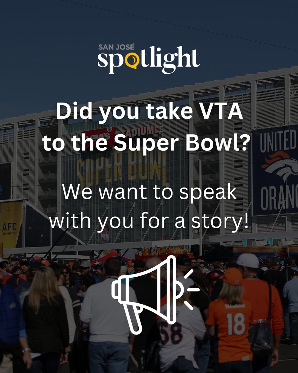Did you take a <a href="/VTA/">VTA</a> bus or light rail to Super Bowl 60 on Sunday? We want to hear from you for a story! 🏈 📷   

Fill out this form to get in touch with our newsroom: forms.gle/waYvhRAwMQznrV… 

#journorequest #superbowl #levisstadium #vta #siliconvalley