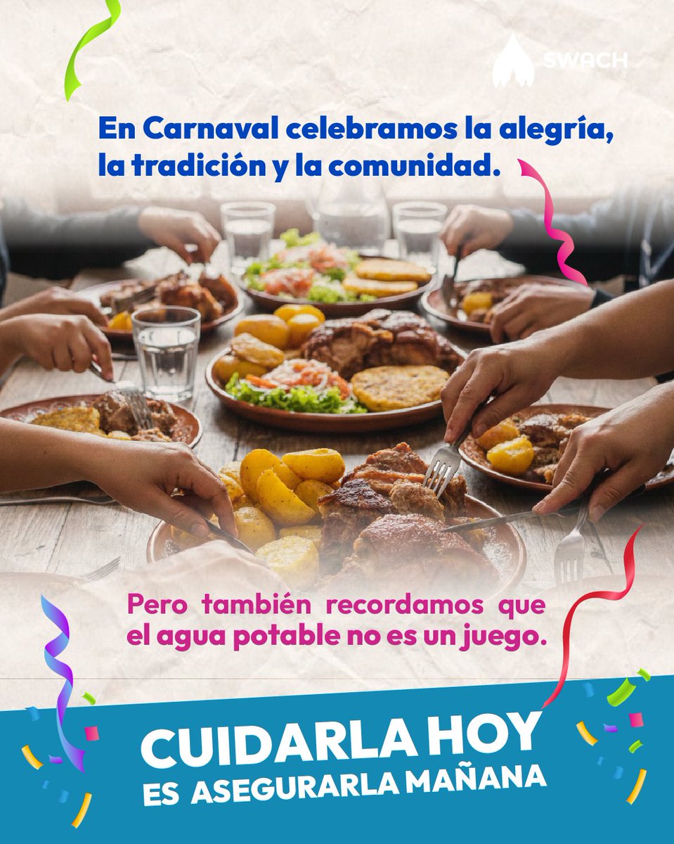 swach_ec's tweet image. Carnaval también es elegir cómo celebramos 🎭💙
Cerremos la llave, usemos alternativas y cuidemos el agua que compartimos. 💧🌍
Que la fiesta nos una y la conciencia nos represente.

#CarnavalConConciencia #SWACH #CadaGotaCuenta #AcciónAzul
