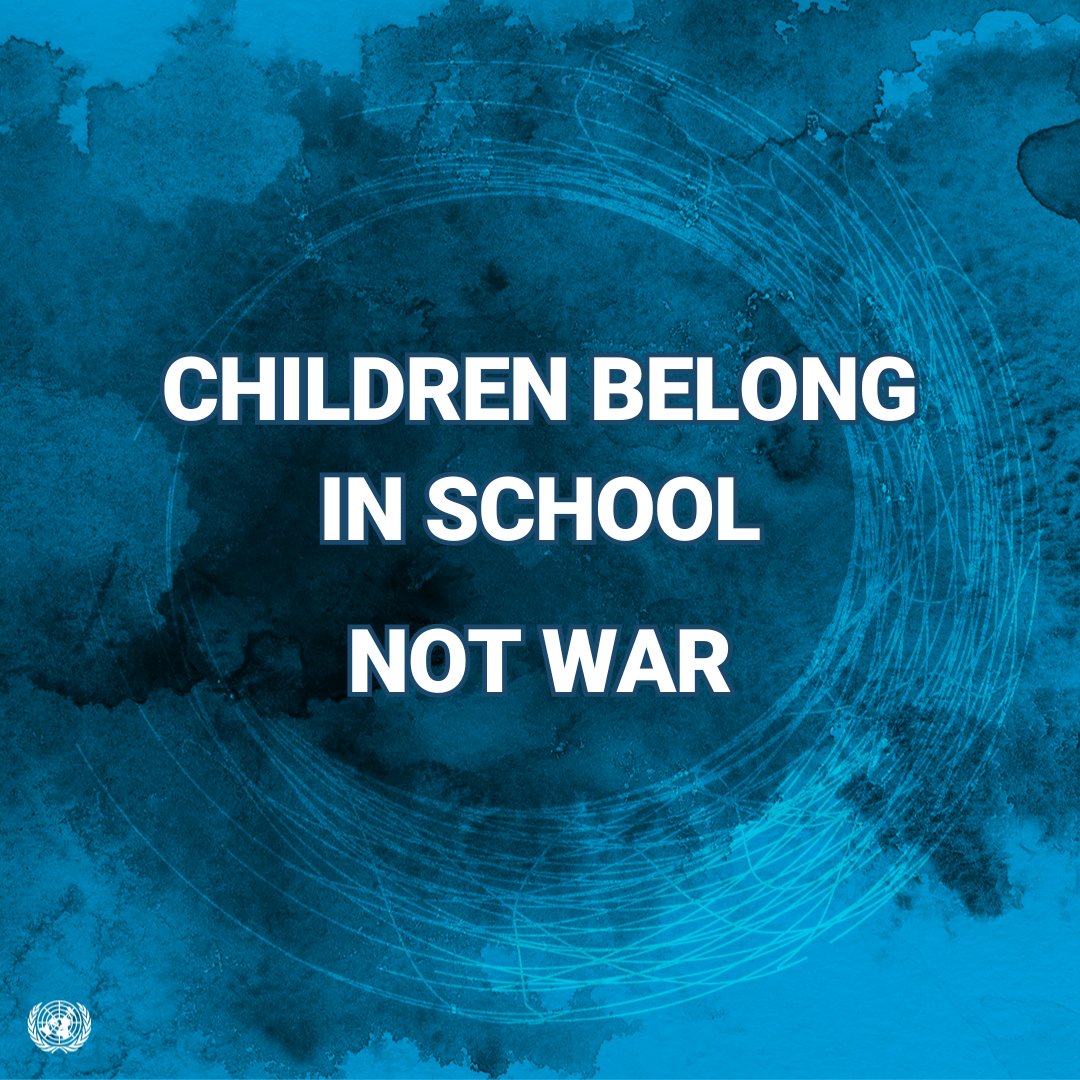 UN's tweet photo. Thursday is the International Day against the Use of Child Soldiers.

Tens of thousands of boys and girls are being used as soldiers in conflict zones worldwide.

The UN works to help prevent the recruitment of children and support those released in building new futures. https://t.co/G0gage4THX