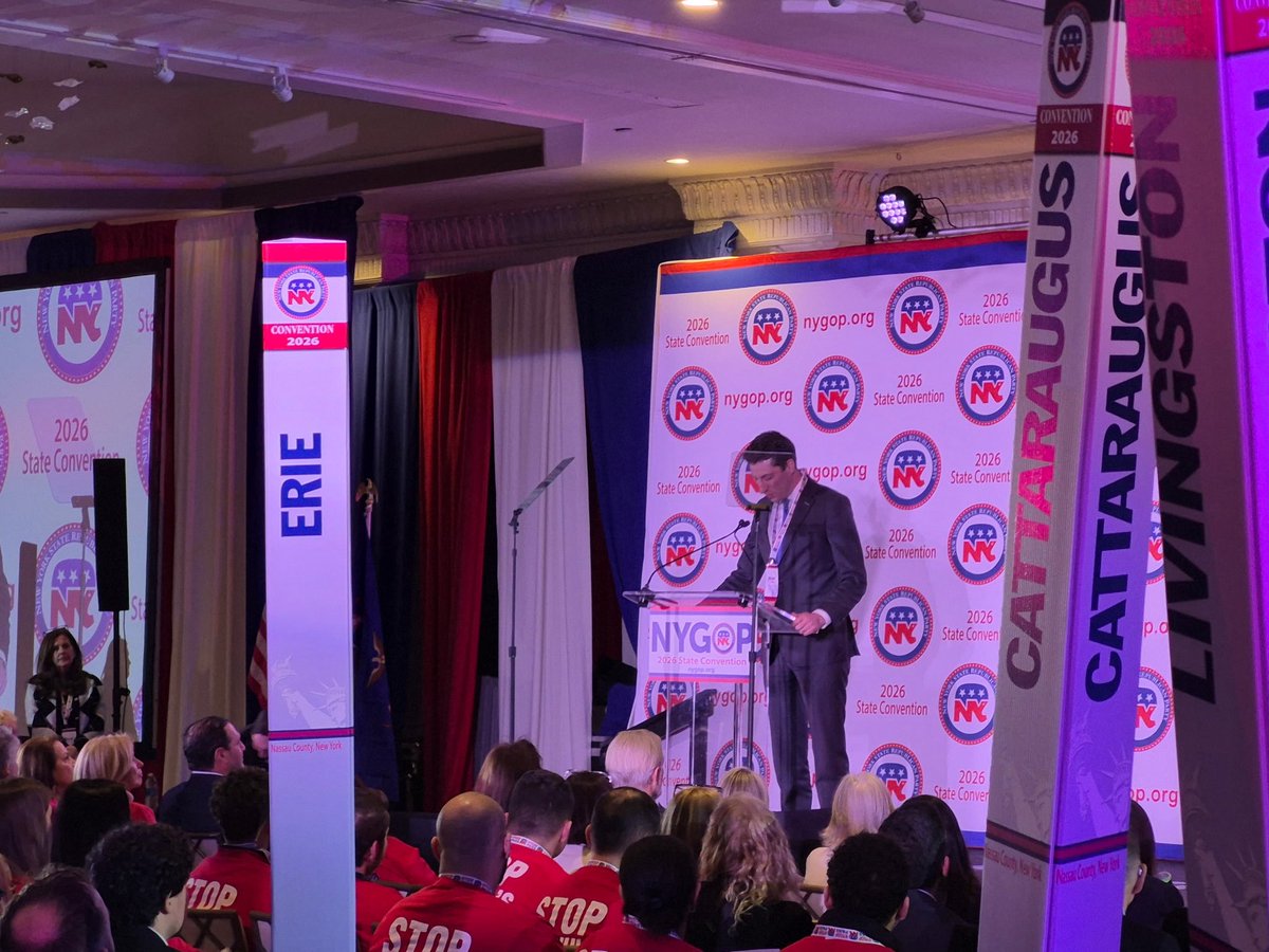 BroomeGOP's tweet photo. The @NewYorkGOP is ready to take back our state! Congrats to our great slate of candidates!

@NassauExec
@SheriffMadCoNY 
@sarithaforny 
@hernandezforny 

@BroomeGOP Chairman @benjifederman was proud to take the podium to help nominate our great slate. https://t.co/uPtWhuqZD6