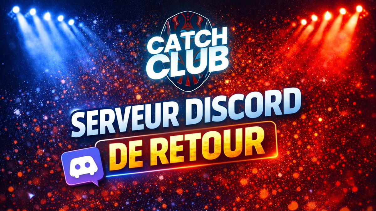 LeCatchClub's tweet photo. 🔴 Relance du Discord CatchClub 🔴

Le serveur est de retour 💬
Un endroit pour parler catch, réagir EN DIRECT pendant les shows, débattre et partager vos avis avec d’autres fans 🔥

💬 Je serai présent tous les jours sur le serveur pour discuter et répondre aux questions.

⭐️ Boosts & grades sub dispo via Twitch / YouTube

➡️ Rejoins le Discord CatchClub ici 👇
🔗 https://t.co/tz7LZ2xIJl