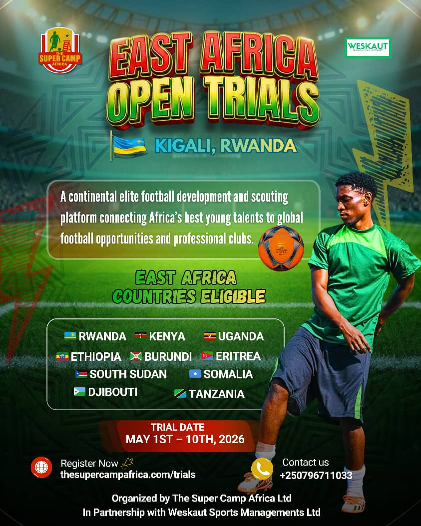 East Africa, the journey to Morocco 2026 begins here ■■ Kigali, Rwanda hosts the East Africa
Open Trials.
#SuperCampAfrica #EastAfricaFootball #FootballTrials #Morocco2026 #AfricanTalent