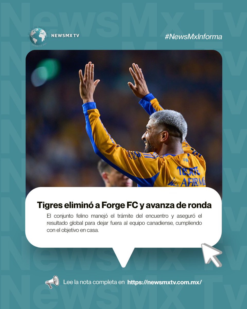 NewsMx_Tv's tweet image. #NewsMxTv 🐯Tigres eliminó a Forge FC y avanza de ronda

Tigres selló su pase a la siguiente fase tras imponerse a Forge FC en el partido de vuelta, confirmando su superioridad en la serie.

👉🏻Más detalles aquí:
shre.ink/A0oO

#Tigres #ForgeFC #Concachampions #LigaMX