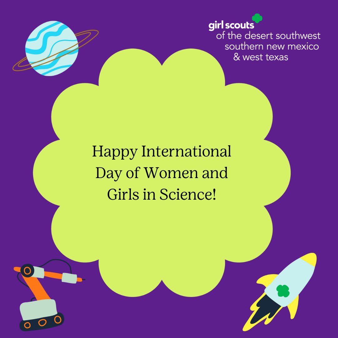 GSDSWOfficial's tweet photo. Today is the International Day of Women and Girls in Science! At Girl Scouts of the Desert Southwest, we empower girls in STEM through hands-on experiences. Join us in celebrating the girls and women making a difference in science! 🔬💚 #STEMGirls #GirlScouts #WomenInScience https://t.co/o8RTP5Izeg