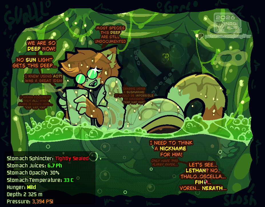 [CW:Vore]
Brainstorming inside a stomach ✍️
(Alts. in replies)