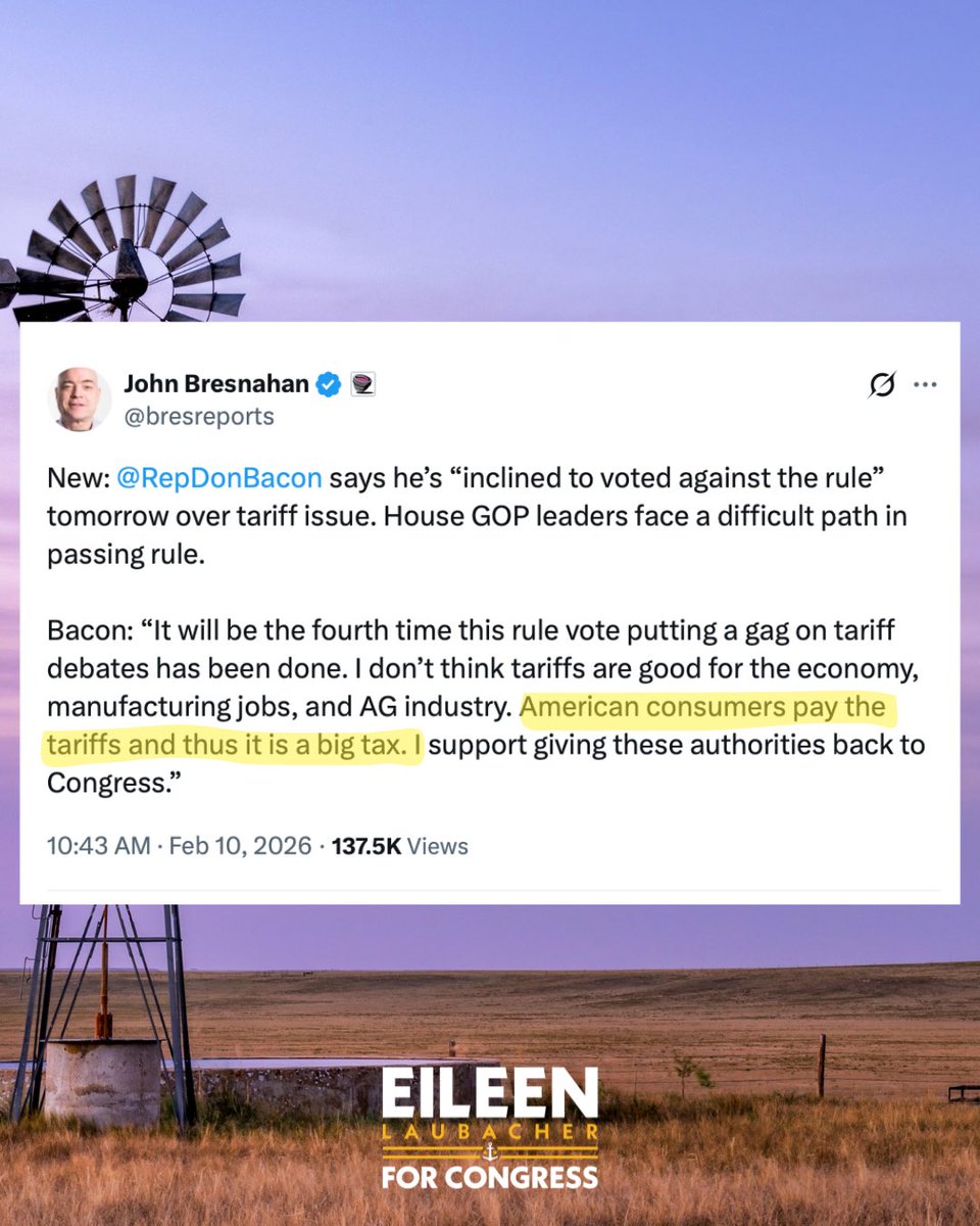 Last night, Lauren Boebert voted to give up congressional responsibility and protect Trump’s tariffs. This will continue to raise costs on Colorado families who are hurting. She doesn’t care.

Even her Republican colleagues know this is bad for the American people.