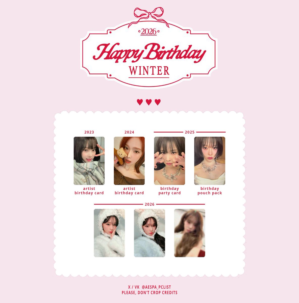 BIRTHDAY WINTER PC LIST / TEMPLATE
full size: drive.google.com/drive/folders/…

♻️ artist birthday 2026 acrylic cake box &amp; crochet mini cake keyring

🏷️ 에스파 aespa 윈터