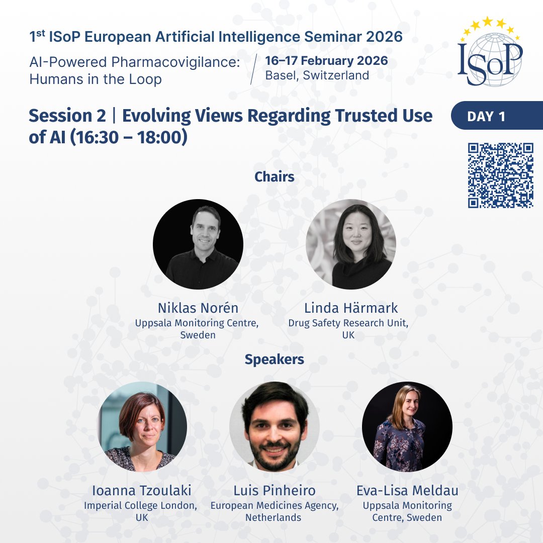 ISoPonline's tweet photo. ⏳ 5 days to go!
The 1st ISoP European AI Seminar is almost here.
📍 Basel
📅 16–17 Feb
Theme: AI-Powered Pharmacovigilance: Humans in the Loop

See you soon!
#ISoPBasel2026 #ISoPOnline #Pharmacovigilance #AI #DrugSafety https://t.co/C4GKV5ttYn