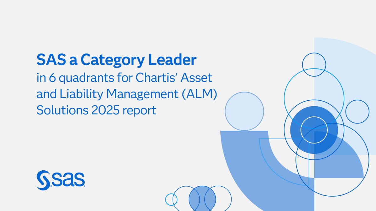 SASsoftware's tweet image. SAS is a category leader in ALM Solutions, 2025. "SAS' ALM solutions provide a broad range of integrated capabilities in data management, modeling, simulation and reporting, supported by the highly scalable power of cloud-native computing technology." 2.sas.com/6019hP4qN