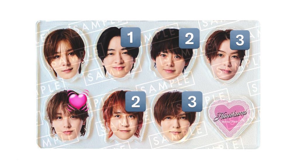 12335po's tweet photo. Hey! Say! JUMP ハニカミ 先着購入特典
リボンキーホルダー アクリルチップ 交換

（譲）知念 有岡 髙木 薮 八乙女
（求）伊野尾

添付写真の数字が残数になります。

郵送、都内手渡しどちらも可能です。
検索からもお声かけお願いいたします。

 #jump_求  #jump_譲  #jump_交換 https://t.co/t8EVMNEIK1