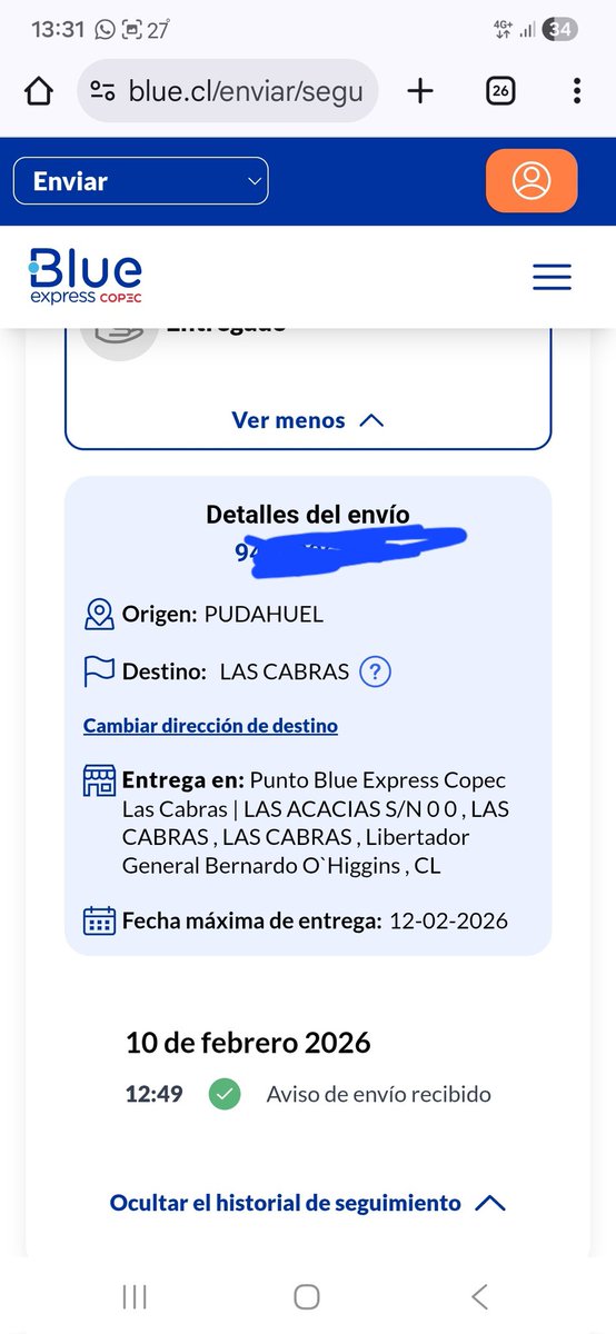 FcoAtapias's tweet photo. @CencosudChile nuevamente problemas con tiendas almacenes PARIS se realiza compra se pacta fecha de entrega y no cumplen se supone que la entrega seria el dia de hoy 11/02/2026 y aun ni lo despachan @SERNAC https://t.co/RmIzK0uWrN