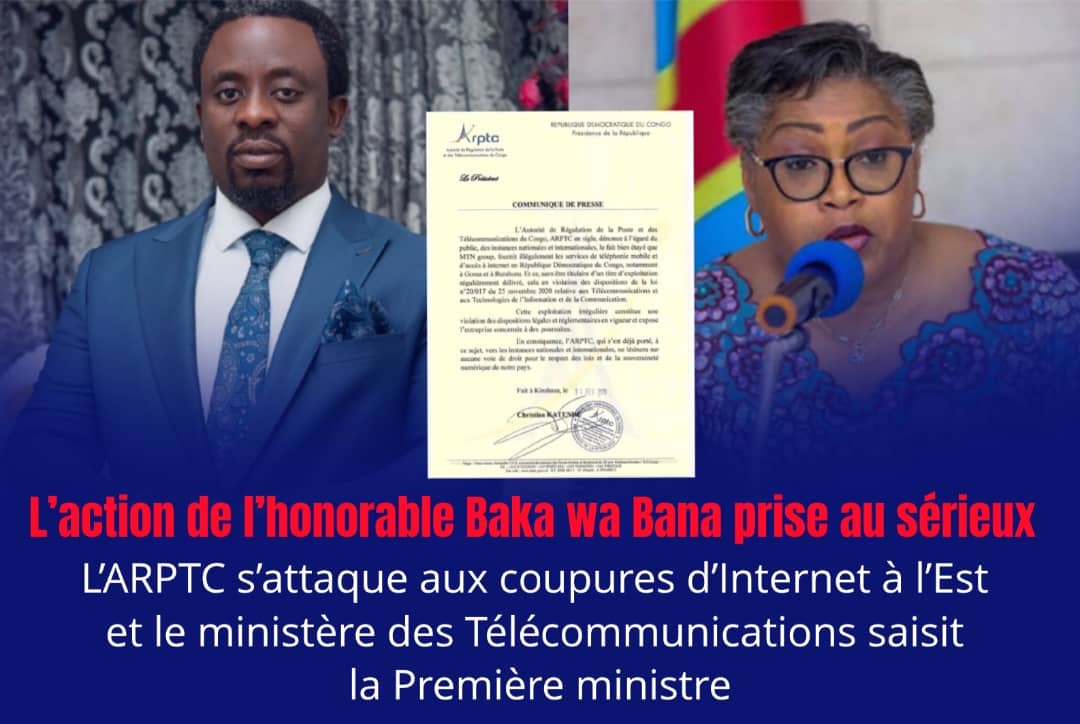 En réponse à la question écrite de l’honorable Namazihana Bachoke Patrick, dit « Baka wa Bana », déposée le 4 février dernier concernant les coupures d'Internet récurrentes au Sud-Kivu, l’Autorité de Régulation de la Poste et des Télécommunications du Congo (ARPTC) a