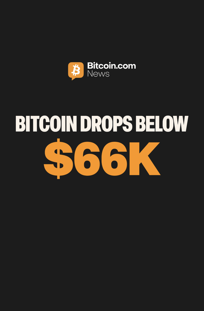 BitcoinNews's tweet photo. NEW: 🔻 #Bitcoin hits $66,000.

$BTC pulls back from recent gains, now testing key support levels. https://t.co/YPA4sgRfHB
