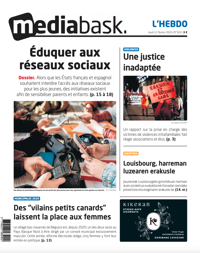 MediabaskInfo's tweet photo. Une de MEDIABASK l'HEBDO ce jeudi⤵️
👉Réseaux sociaux : de la prévention avant tout
👉Un rapport critique sur le traitement des victimes de violences intrafamiliales
👉Kanadan ibili ziren Euskaldunen aztarnak
👉Parité : session de rattrapage pour Béguios https://t.co/1BvsXdqqBk