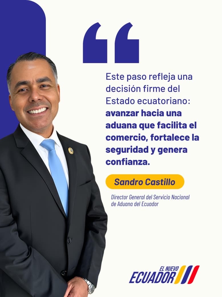 Durante la apertura del nuevo eslabón courier del programa #OEA, el Director General del SENAE, Sandro Castillo, destacó que este paso refleja una decisión firme del Estado ecuatoriano para avanzar hacia una aduana que facilita el comercio, fortalece la seguridad y genera