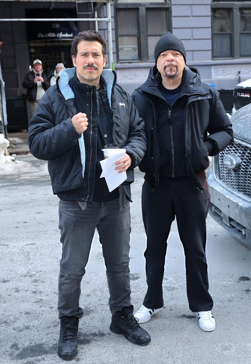 Octavio Pisano and Ice T on set yesterday