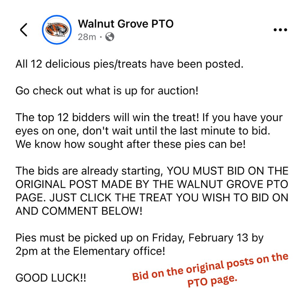 It is PTO Pie Auction Time again. Please go to their page to bid. Here is the link!!
facebook.com/profile.php?id…
