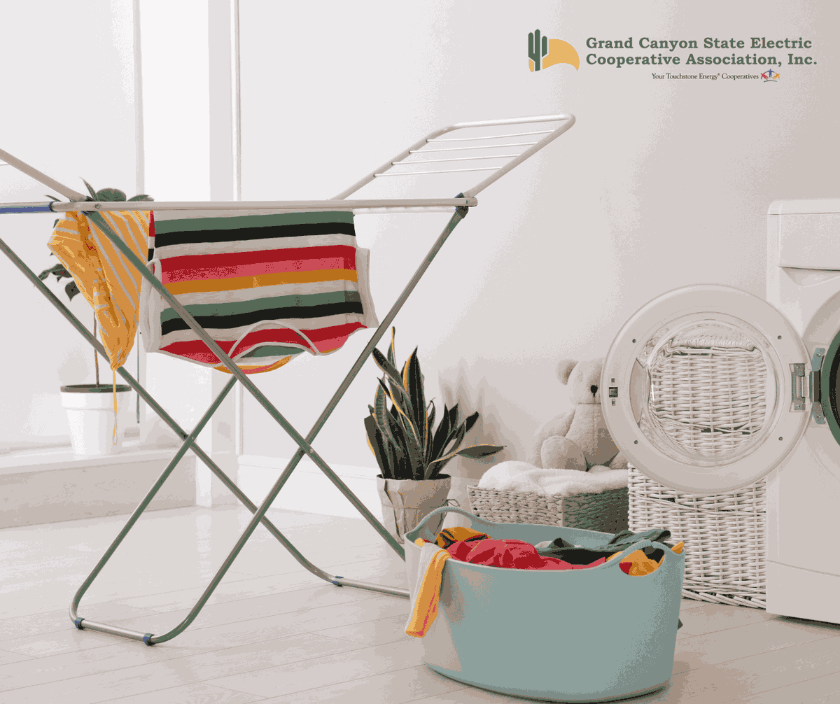 Skip the dryer when possible! Hanging clothes to air-dry saves electricity and helps them last longer. Even drying a few items on a rack can make a difference!