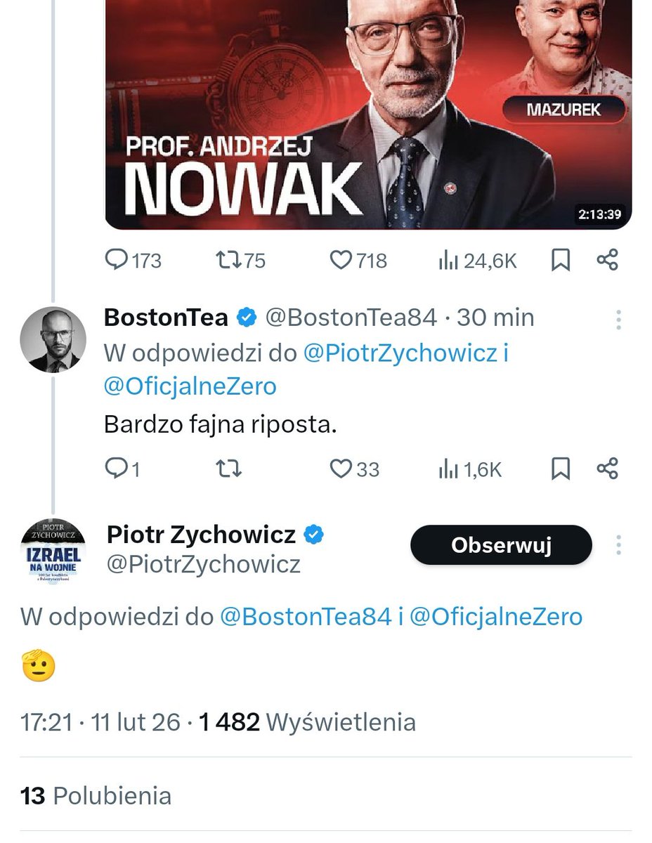 Oto z kim mizia się po jajach Zychowicz. A już czułem jakieś tam współczucie do niego po ataku Nowaka