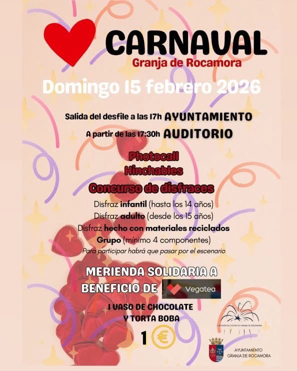 vegatea_org's tweet photo. 🥳 Este domingo celebramos el Carnaval en Granja de Rocamora

Este domingo 15 de febrero ven a Granja de Rocamora a pasarlo genial en el carnaval que organiza el Ayuntamiento 

¡Habrá una Merienda Solidaria a favor de nuestra asociación! 😋

#vegatea #asociacion #tea #autismo https://t.co/KC4bxMyNEa