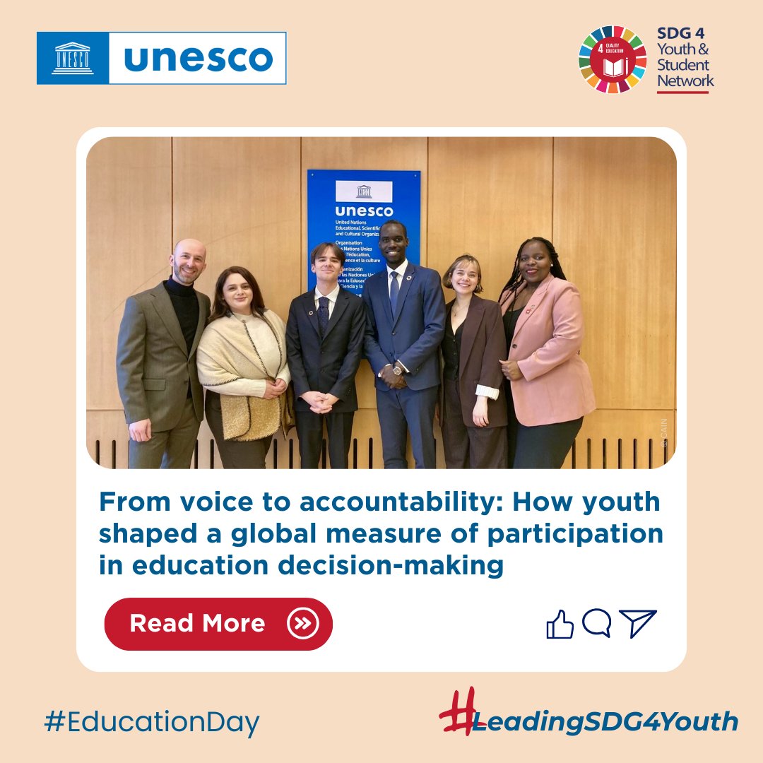 🌟 From the Youth Declaration on Transforming Education to holding a permanent seat on the SDG 4 High-Level Steering Committee, young people are moving from being merely consulted to being truly counted in global education policy‑shaping.

This #EducationDay marked a major