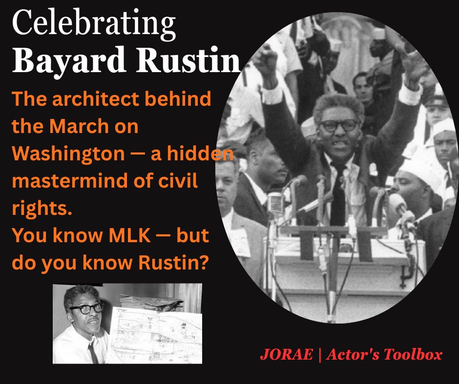 OCYoungActors's tweet photo. Bayard Rustin -The architect behind the March on Washington — a hidden mastermind of civil rights.
You know MLK — but do you know Rustin? 

#BlackHistoryMonth #BlackExcellence #BlackInventors  #BlackmenInHistory https://t.co/Iyon3jiYqJ