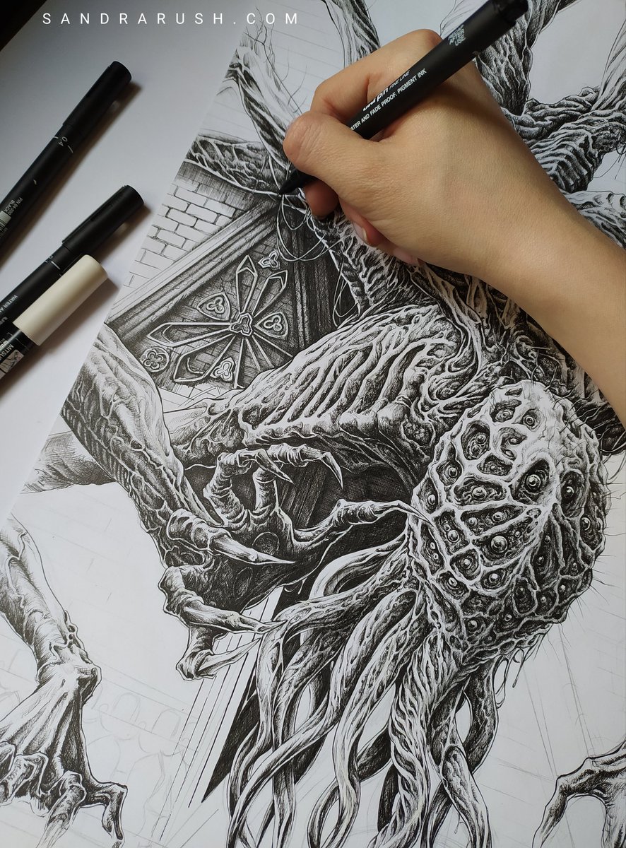 Sandra_S_Rush's tweet image. From drawing Amygdala from Bloodborne 🖤