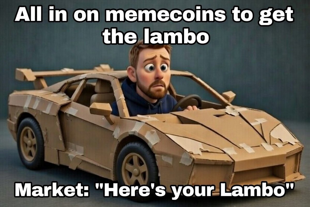 We all chase the Lambo dream… but sometimes it’s just cardboard.
 
What’s your funniest crypto fail story?

Or tag a friend who still YOLOs for the real Lambo.