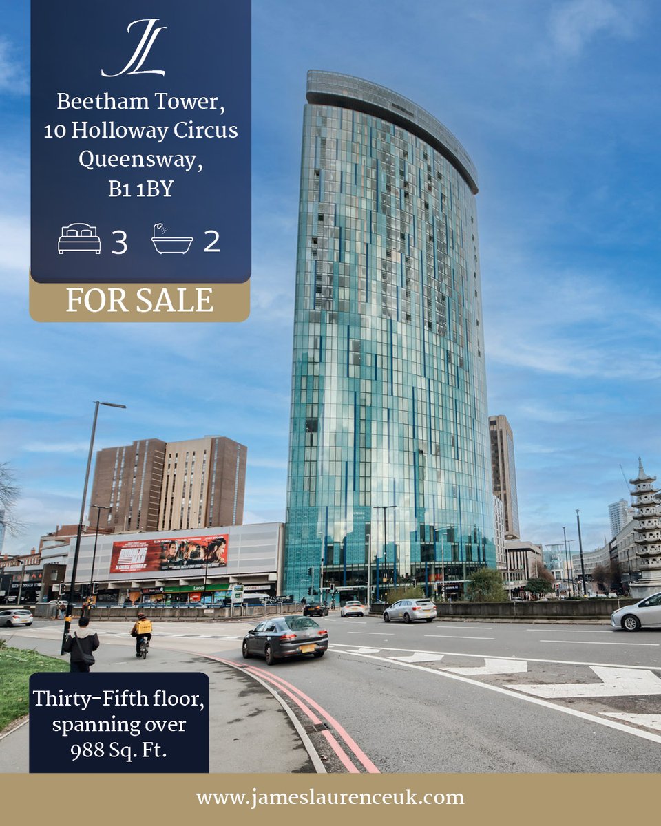 Panoramic views paired with three spacious double bedrooms and allocated parking! The epitome of city centre living.

💻To find out more information: jameslaurenceuk.com/property/beeth…

#forsale #foryou #fyp #home #house #birmingham #property #investment