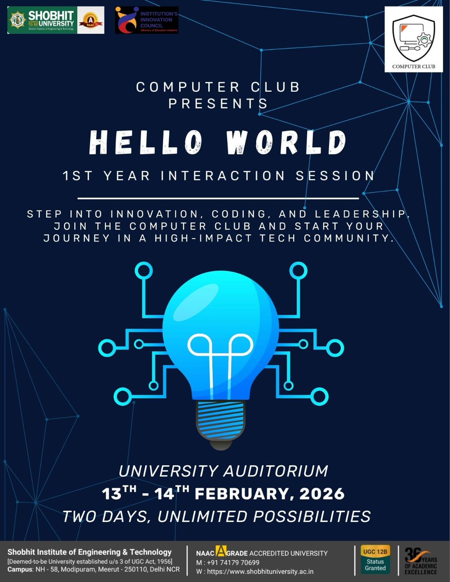 ComputerClub_SU's tweet photo. The Computer Club is opening it's doors for the newest innovators, creators and future tech leaders!

Step into an electrifying session where you'll explore coding, innovation, opportunities and a community that helps you grow beyond classrooms. https://t.co/qSmwbeb6P7