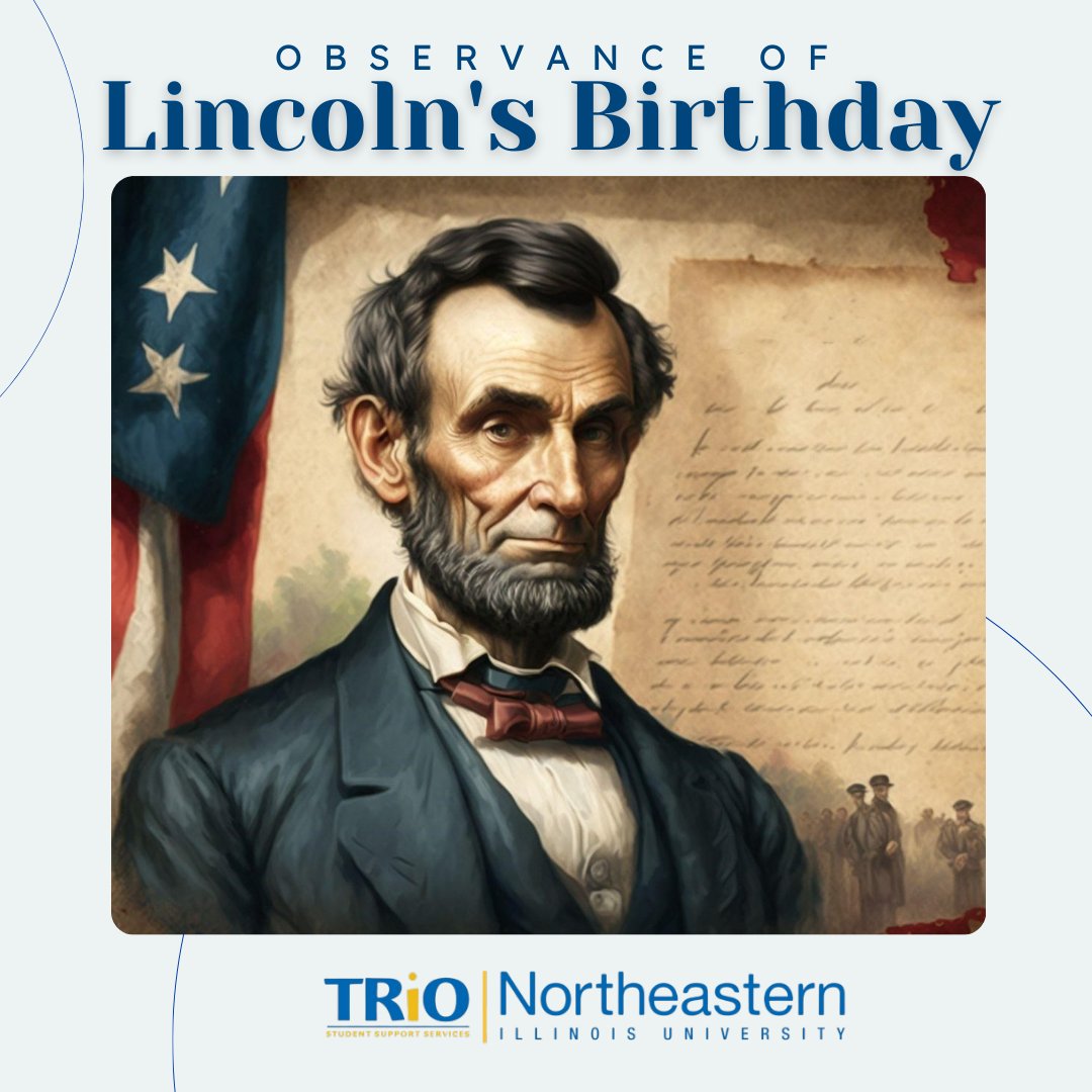 NEIUTRIO's tweet image. Happy Lincoln’s Day!✨

In observance of the holiday, NEIU and the TRIO SSS office will be closed. We encourage you to take this time to rest and care for yourself.💙 We will resume our regular activities on Friday, February 13th.

#LincolnsDay #TRIOSSS #NEIU #StudentSupport