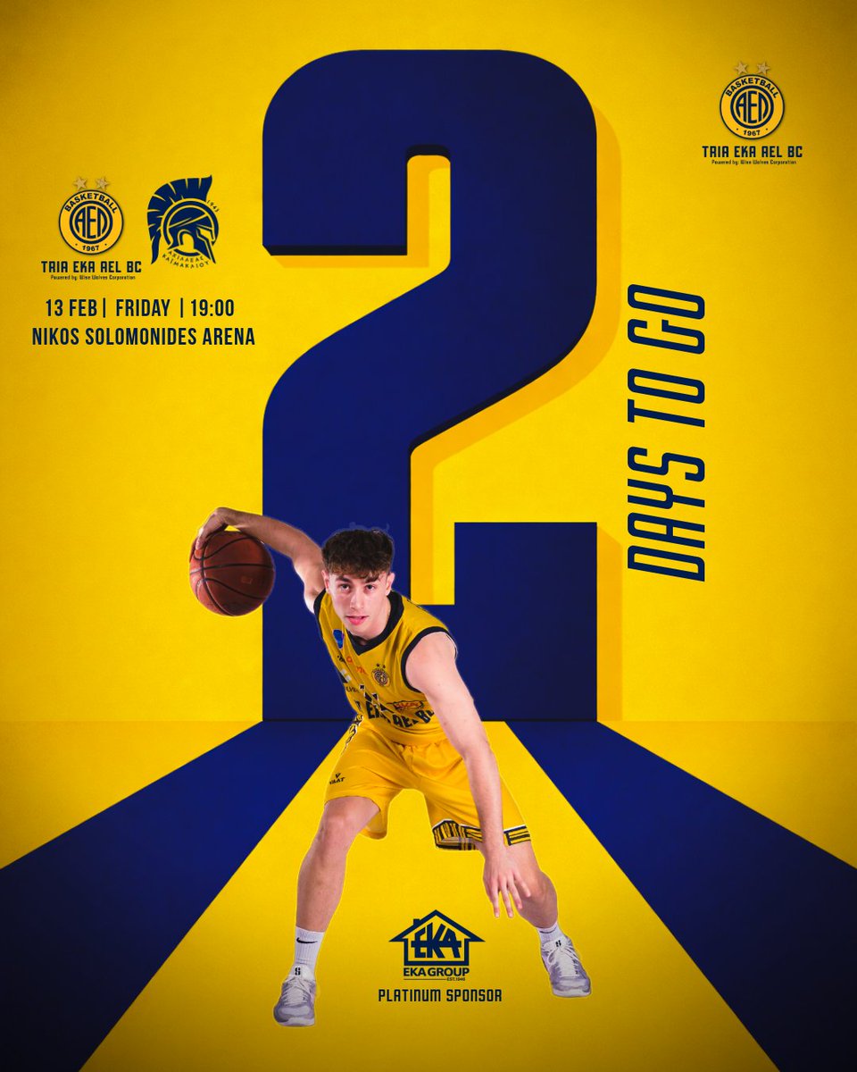 ael_bc1967's tweet photo. 🏀Game on.
Two days to go!
🆚️ Achilleas
🗓 13 Feb | 19:00
🏟Nikos Solomonides Arena
Let’s pack the arena and support TRIA EKA AEL BC!
#DaysToGo #AELBC https://t.co/Ezuu2g0Oi0
