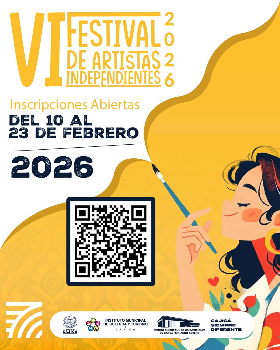 IMCTCajica's tweet photo. Postúlate al VI Festival de Artistas Independientes y visibiliza tu talento en el marco de los 489 años del municipio.

🗓️ Hasta el 23 de febrero Revisa la convocatoria en: 
🔗 https://t.co/I8keYx8vmN https://t.co/X7IUVc20fo