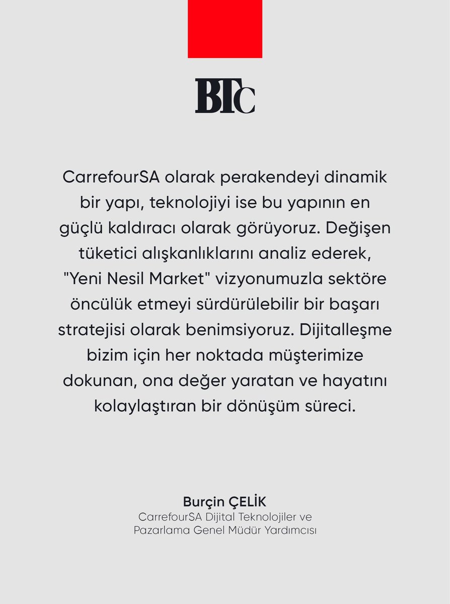 Sektörde öncü olmayı sürdürülebilir bir başarı stratejisi olarak benimseyen CarrefourSA'nın Dijital Teknolojiler ve Pazarlama Genel Müdür Yardımcısı Burçin Çelik, Business Türkiye Şubat sayımızda.

businessturkiye.com.tr/haberler/dijit…