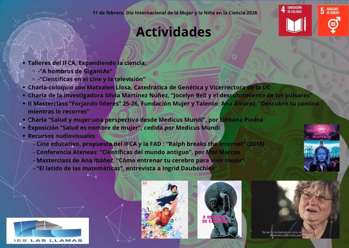 #11febrerodíainternacionaldelamujerylaniñaenlaciencia <a href="/ieslasllamas/">ieslasllamas</a>, organizando por la coordinadora de Igualdad, Mar de la Torre Gómez.