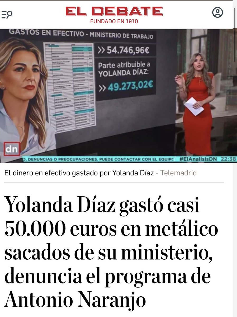 FroilLannister's tweet image. 55000 euros gastados en efectivo por el Ministerio de Trabajo. 49000 de ellos directamente por Yolanda Díaz. El destino de todo ese dinero completamente opaco.

La Fashionaria se hace la tonta, pero está viviendo como una marquesa con nuestro dinero.