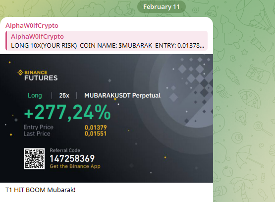 Today I shared $MUBARAK and we hit exactly the target for 277% profit.

Crypto is really money glitch for me.

I make thousands everyday easy.

Instead of gambling on your own just DM me and enter my program to make money daily!

$BTC $ETH $XRP $ADA $HBAR $FET $GHST $DATA $ZRO