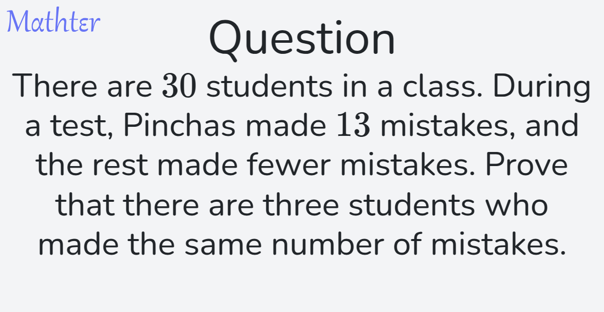 MathterRiddler's tweet photo. Puzzle from the Mathter website: https://t.co/I25BqF8xry 
#Puzzle #PigeonholePrinciple #ReasoningLogic #ProofbyContradiction #MinimumandMaximumProblemsOptimizationProblems https://t.co/7zXPqRxQcj